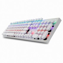 Abko Hacker K840 English Korean Blue Switch Wired Gaming Retro Keyboard (White)