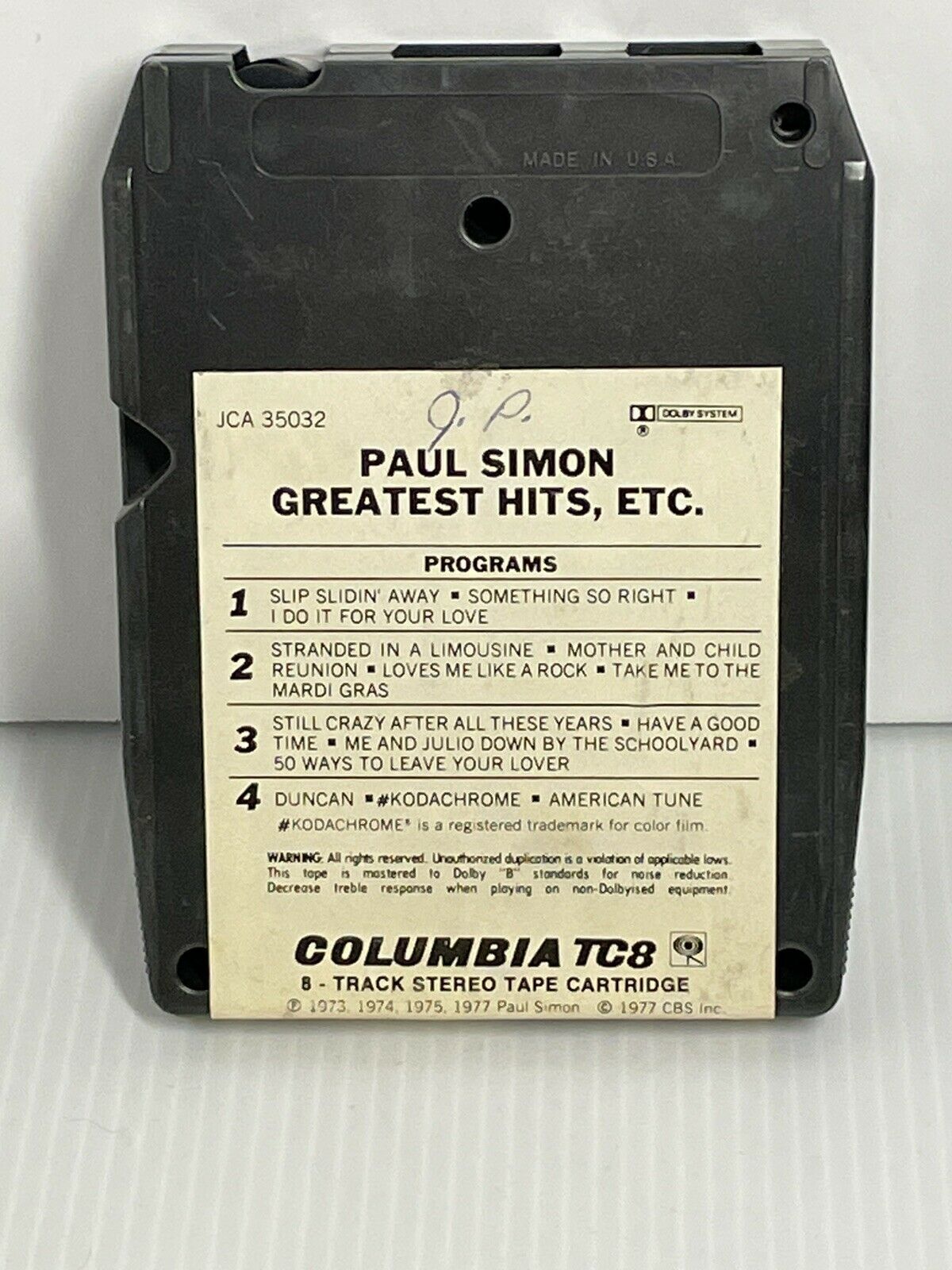 Paul Simon Greatest Hits, ETC. 8 Track Tape 1977 CBS # JCA-35032 ...