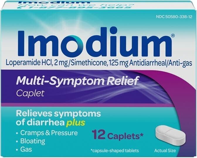 Imodium Multi-Symptom Relief Anti-Diarrheal Medicine Caplets, 12 ct ...