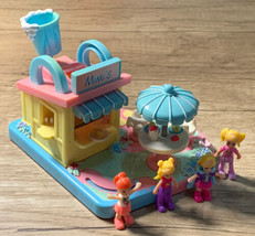 Polly Pocket 1994 Bluebird Mimi's Cafe Fast Food Drive Up Vintage W/2022 Figures - $19.59