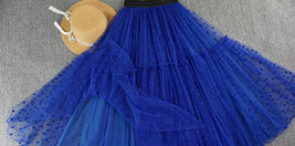 Women ROYAL BLUE Tutu Skirt A-line Puffy Tutu Skirt Royal Blue Dot Party Tutus image 2