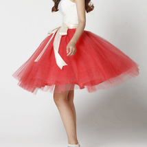 Midi Tulle Ruffle Skirt 6-Layered Ballerina Tulle Skirt Brown White image 10