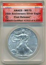 2011 American Silver EAGLE-ANACS First Release #1910/4033 MS70-SHIPS Free! INV:2 - $57.95