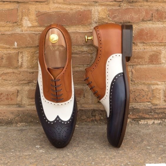 Handmade bespoke leather shoes for men Two tone leather shoes custom ...