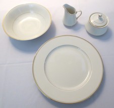 Mikasa Trousdale Ivory China Gold Trim Serving Bowl, Chop Plate Cream Sugar Bowl - $100.00