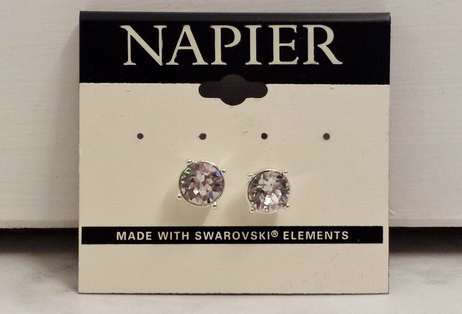 Primary image for Napier Silver Crystal Rhinestone Round Stud Earrings With Swarovski Elements