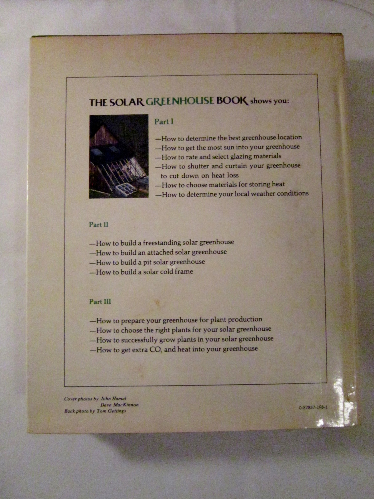 Solar Greenhouse Book by James C McCullagh 1978 Rodale Press Hardback