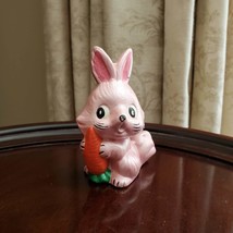 Rabbit Figurines, set of 2, Vintage Kitsch Bunnies, Anthropomorphic Pink Bunny image 2