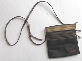 Dooney and Bourke Black Nylon Leather North South Triple Zip Crossbody Bag Mint - $34.65