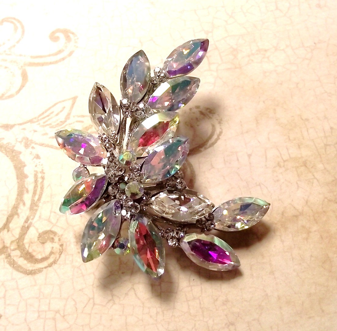 Ab Swarovski Crystal Bridal Brooch Pin & Pendant - Pins & Brooches