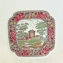Spode Copeland Delft Tower Pattern Square Salad Plate 8 inch HEIGHLEY TOWER - $39.11