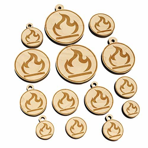 Flammable Fire Icon Mini Wood Shape Charms Jewelry DIY Craft - 12mm (26pcs) - wi