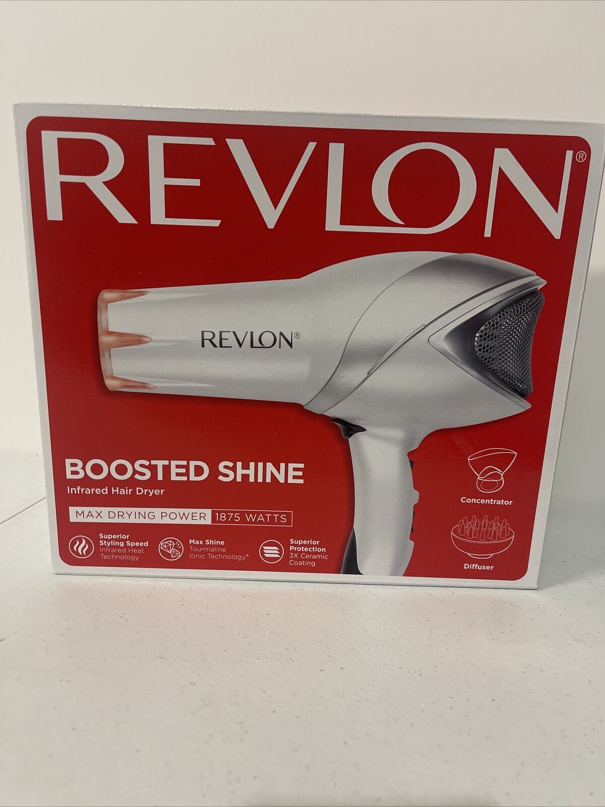 Revlon Boosted Shine 1875 Watt Infrared Hair Dryer White - $15.90