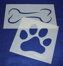 2 Pc Set -Mylar 14 Mil Dog Bone Paw Print ELG Stencils  Painting/Crafts/Stencil - $29.35