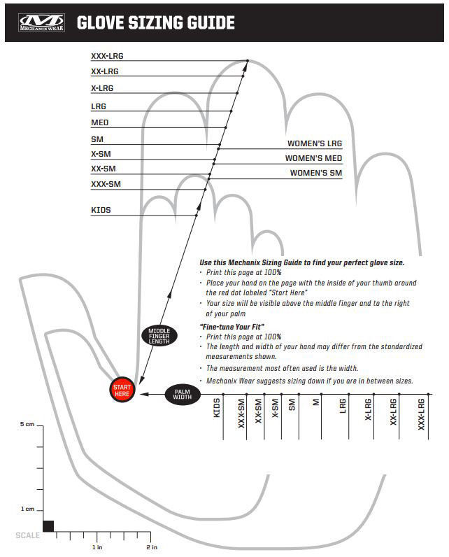 Mechanix Wear Gloves Size Chart