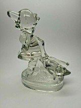 L E Smith Vtg Glass Clear Hummel Style Girl Two Geese Figurine Paperweight 7 3/8 - $15.83