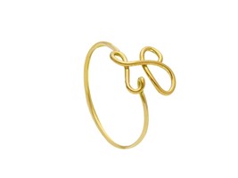 18K YELLOW GOLD SMOOTH WIRE 1mm RING, LETTER INITIAL L LENGTH 10mm 0.4" image 1