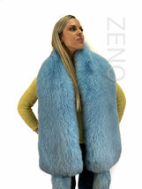Double-Sided Arctic Fox Fur Stole 70' Saga Furs Fur Collar Tails Light Blue image 5