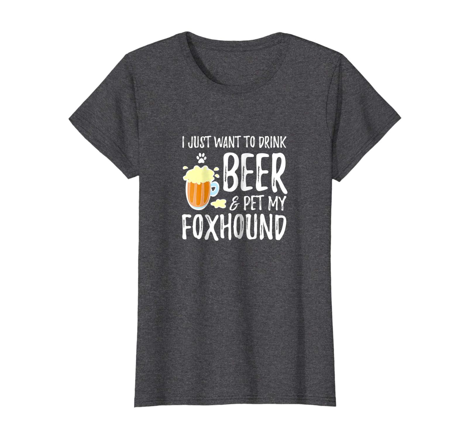 Dog Fashion - Beer and Foxhound Shirt Funny Dog Mom or Dog Dad Gift Idea Wowen