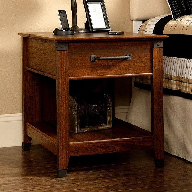 Craftsman Mission Side End Table Nightstand with Wrought Iron New