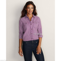 NWT Eddie Bauer Women&#39;s Stine&#39;s Favorite Flannel Purple Small Plaid Shir... - $39.99