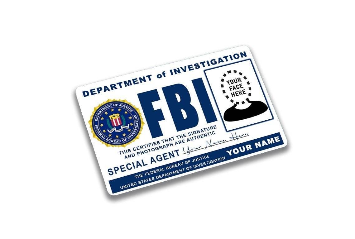 Custom FBI License Plastic Card ID Movie Prop Add your Name and Picture ...