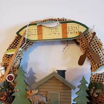 Wreath, Bless our Cabin, Rustic Lodge Cabincore, Bear Moose Fishing Decor image 3