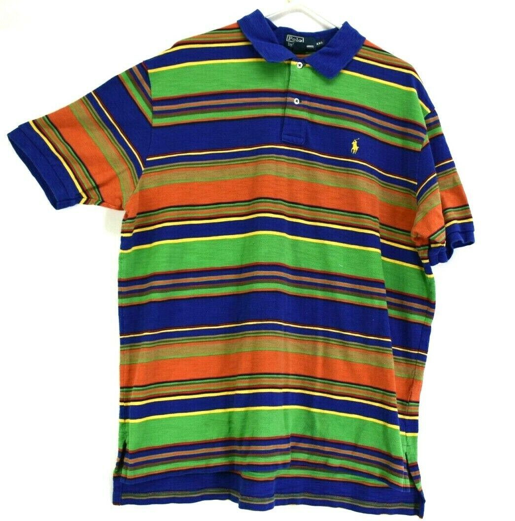 Polo Ralph Lauren Men XXL 2XL Short Sleeve Polo Shirt Stripe Blue Green ...