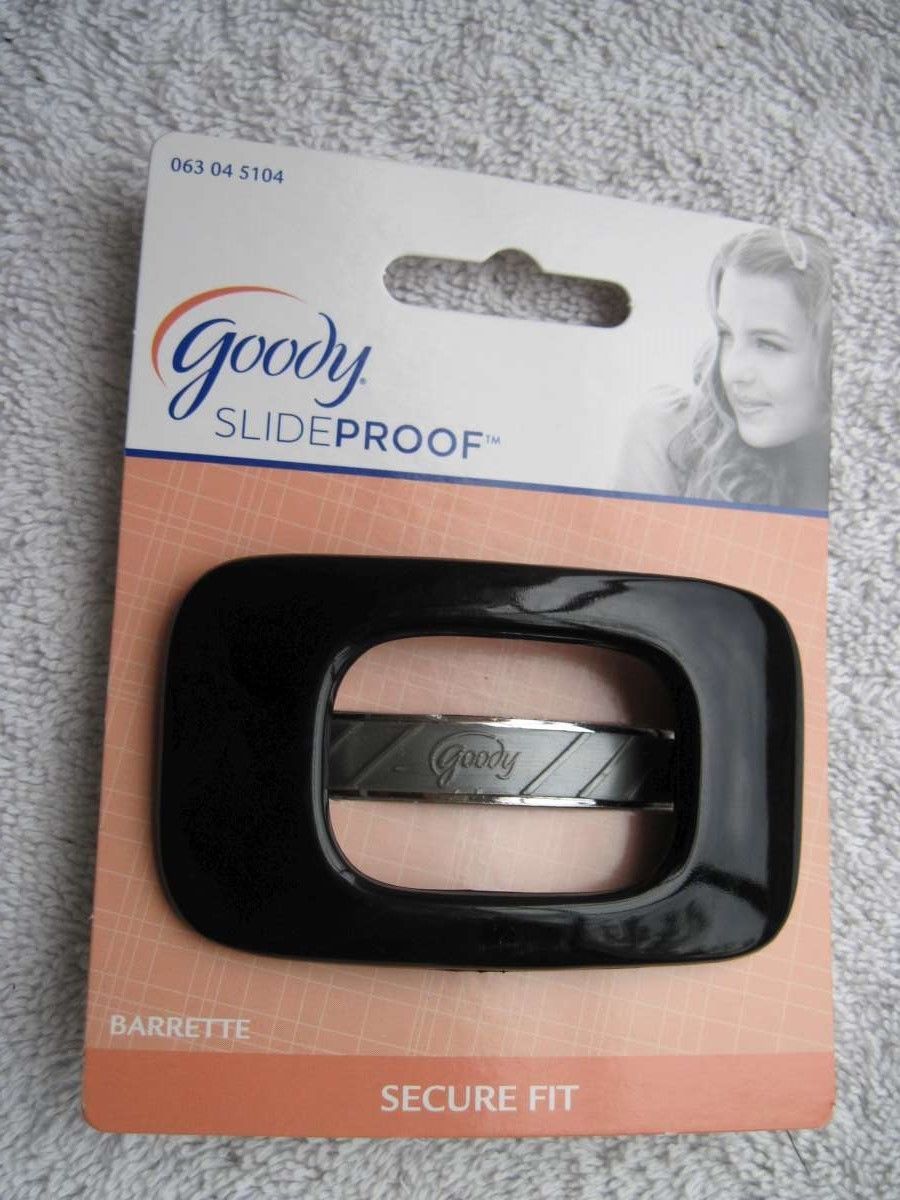Goody Black Plastic Open Rectangle Hair Barrette Secure Tight Stay Put Fit Slip - $12.00