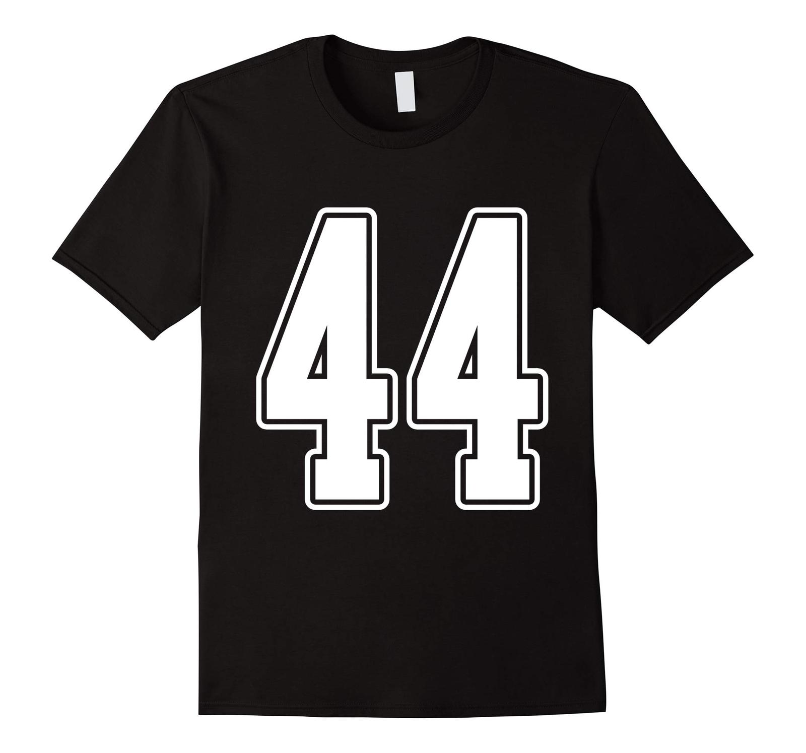 New Tee - #44 White Outline Number 44 Sports Fan Jersey Style T-Tee Men ...