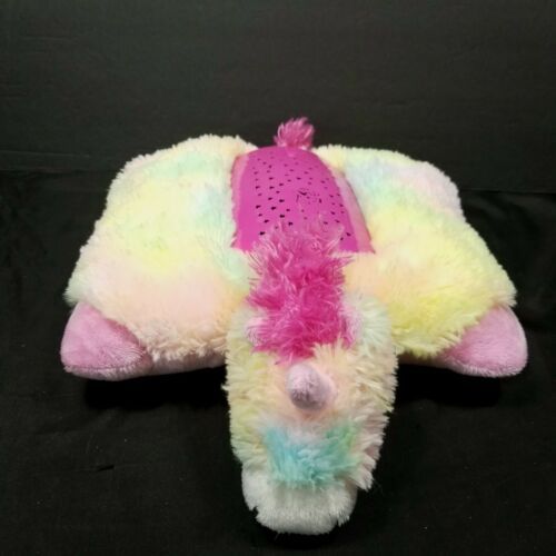Dream Lites Rainbow Unicorn Pillow Pet with Night Light Projector 3 Color Lights