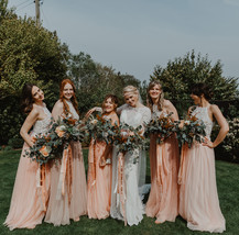 BLUSH PINK Long Tulle Skirt Wedding Bridesmaid Long Tulle Skirt A-line Plus Size