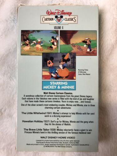 Walt Disney Cartoon Classics - V. 6 - Starring Mickey Minnie (VHS, 1991 ...