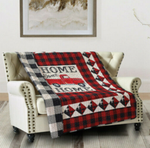 Home Sweet Home Red Truck Reversible Soft Quilted Throw Blanket 50x60 inch