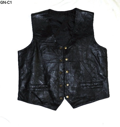 Men's Black LEATHER VEST Sz Xlarge NWOT - Vests