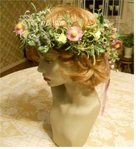 Renaissance Floral fairy Head wreath wedding bridal pink wildflower ...