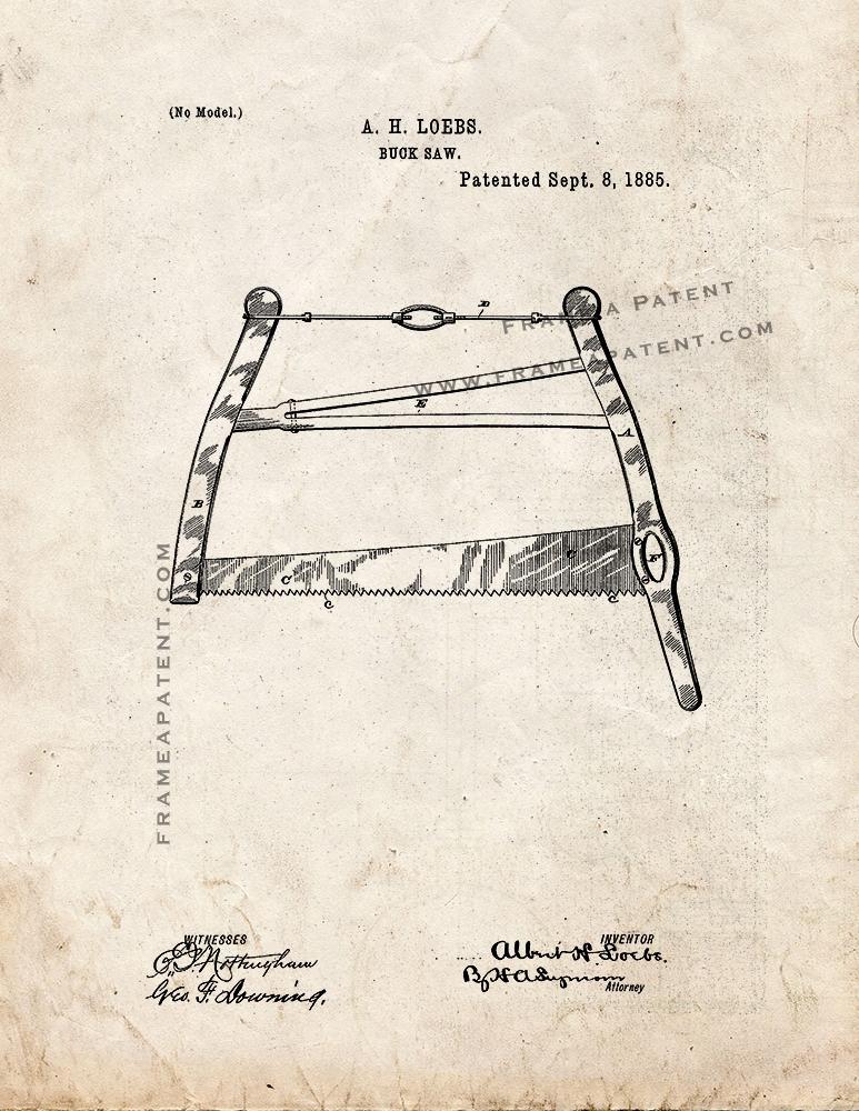 Buck Saw Patent Print - Old Look