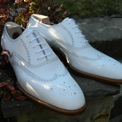 Handmade Men White wingtip brogue shoes, Men brogue formal shoes Men white shoes Dress/Formal