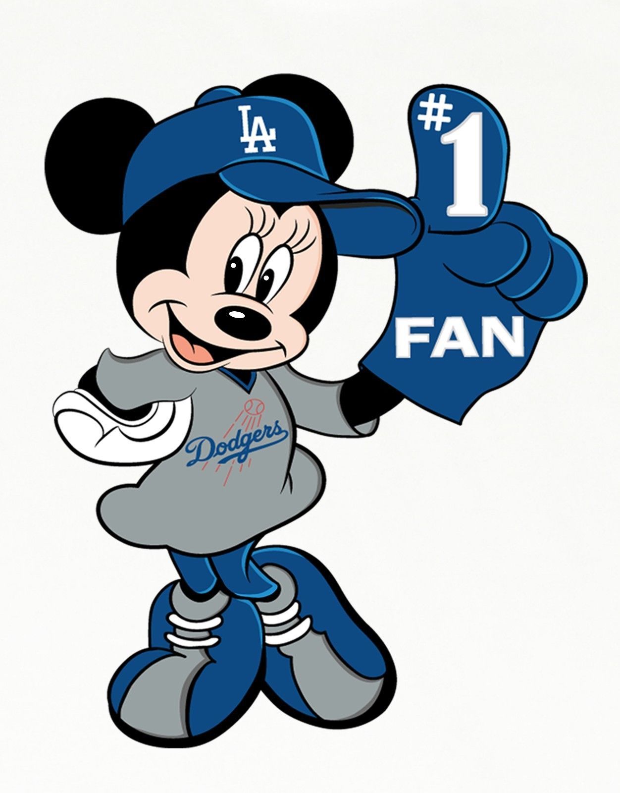 LA Dodgers Minnie Mouse #1 FAN Image Ladies/Women's Scallop Bottom Tank Tops