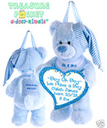 Blue Treasure Pocket Keepsake Bear a-door-nimal - $18.00