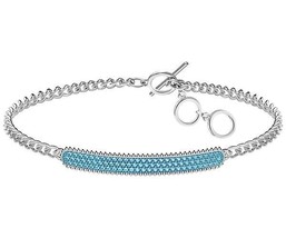 Authentic Swarovski Locket Aqua Blue Crystals Bracelet, Rhodium - RRP $79 - $59.09