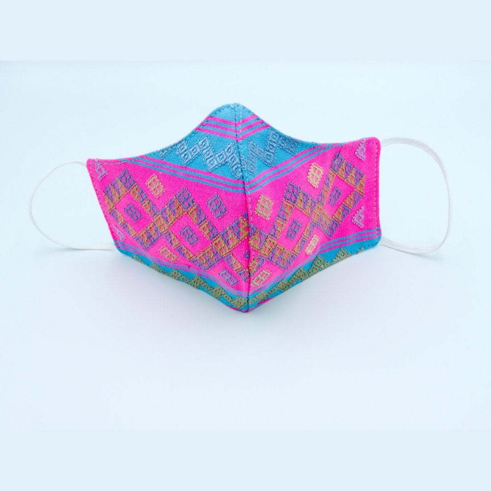 Face Mask by Kelzang Textiles – Blue and Pink