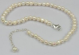 Culture white pearl seed & sterling silver ankle bracelet 25.4cm-30.5cm - $30.42