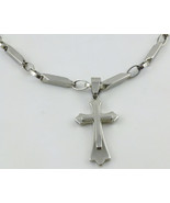 LAURENCE FOSS Stainless Steel Double Layer CROSS Pendant and Link Chain ... - $450.00