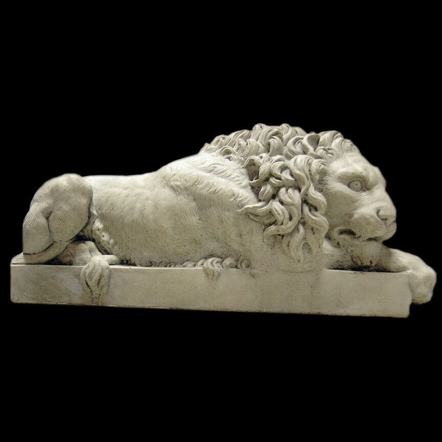 Crouching Lion sculpture statue heavy cast stone replica - Lions