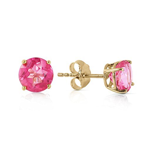 Galaxy Gold GG 1.3 Carat 14k Solid Gold Pink Topaz Stud Earrings