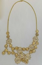Flower Petal Cluster Gold Metallic 26" Necklace Like Lia Sophia Euc - $12.99