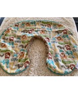 Boppy Blue Elephants Gray Hippo Lion Owls 2 Sided Brown Fleece Pillow Cover - $12.25