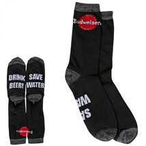 Budweiser Save Water Drink Beer Bottom Print Crew Socks Black - $9.98