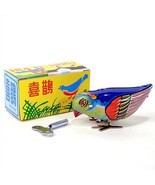 WIND UP BLUE BIRD Collectible Tin Toy Pecking Modern Retro Style NEW IN ... - $9.95